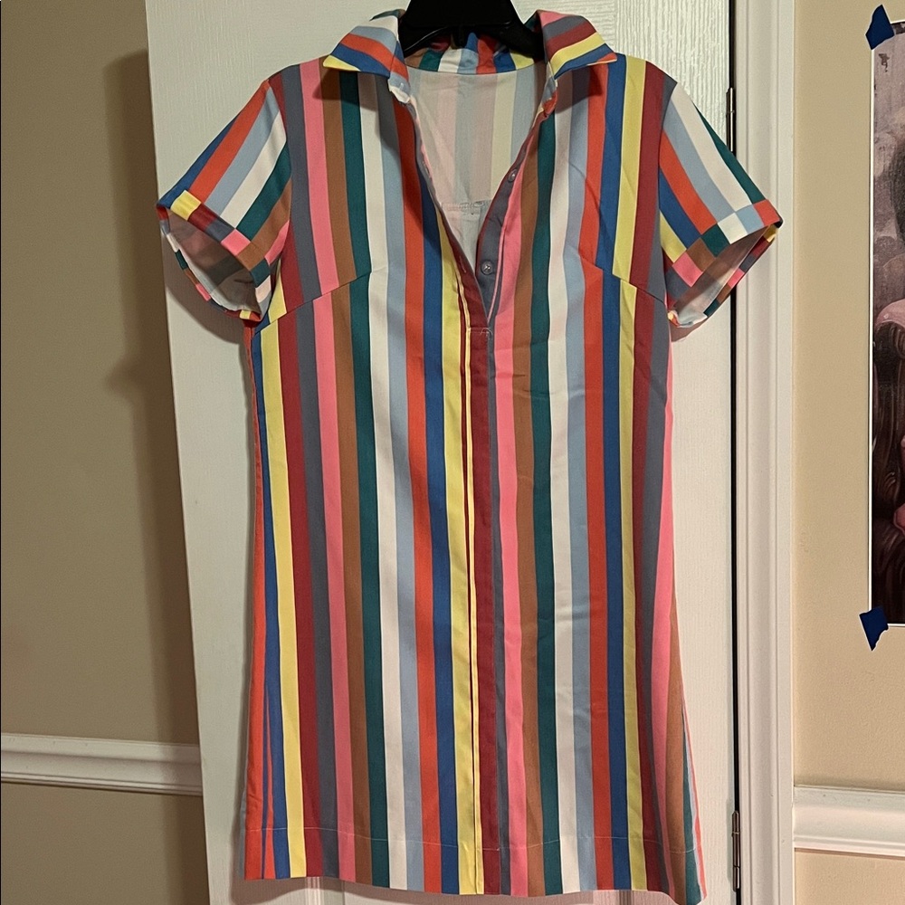 Colorful Striped Shirt Dress